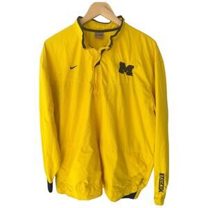 Nike Team Michigan QTR Zip Pullover Jacket Mens L Yellow Fit Storm Windbreaker